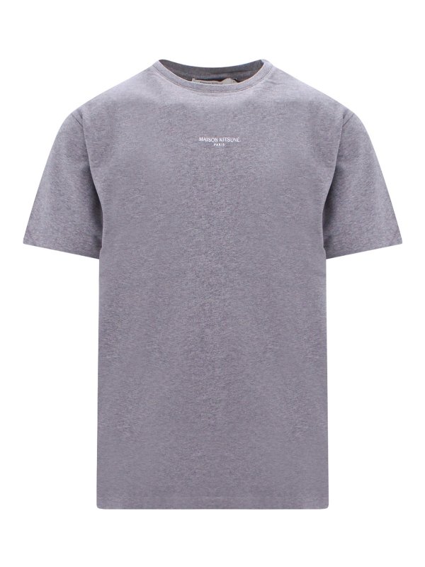 MAISON KITSUNÉ: t-shirts - Cotton t-shirt with embroidered logo