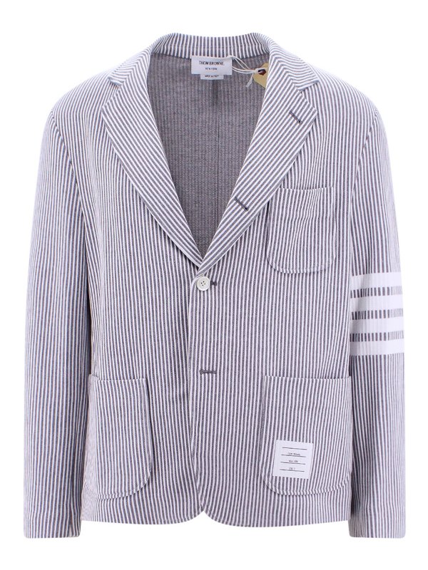 THOM BROWNE: casual jackets - Cotton jacket with iconic patch on the front