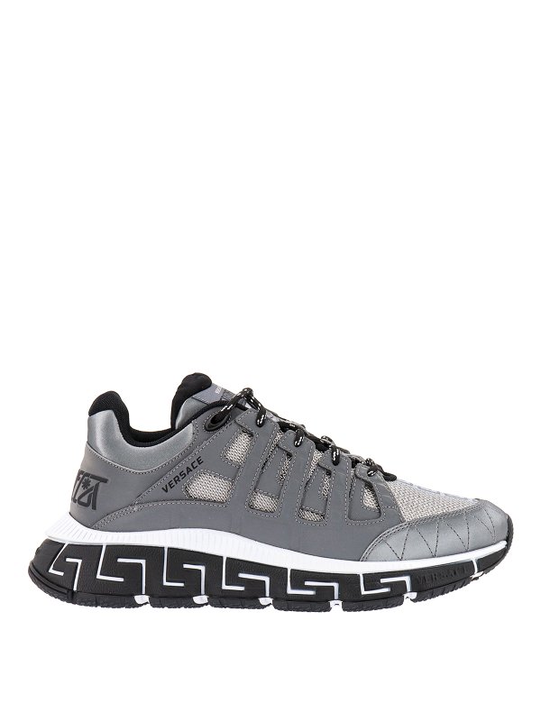VERSACE: trainers - Leather sneakers with reflective effect