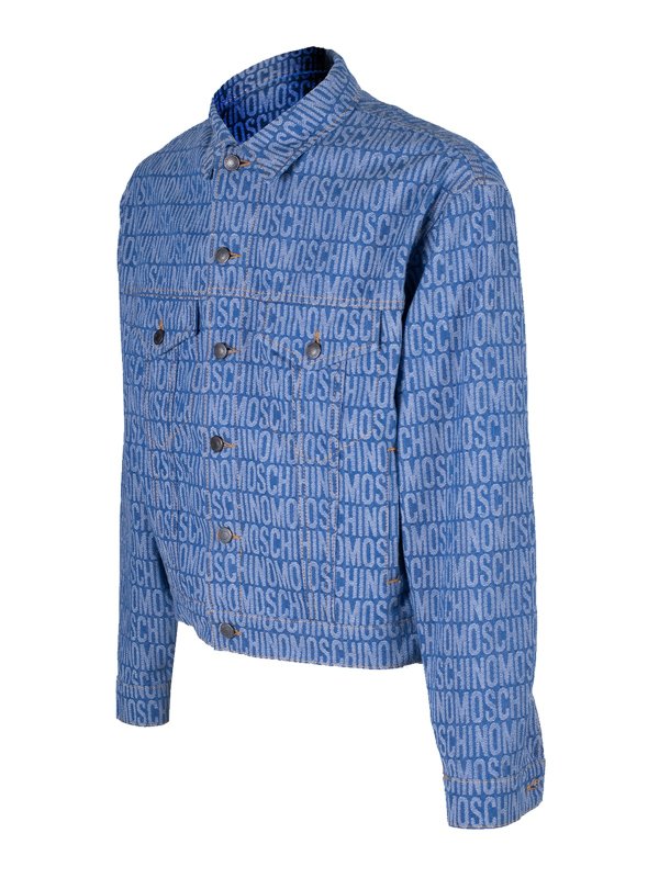 Moschino Logo denim jacket - Blue - Men|60126231299 | thebs.com