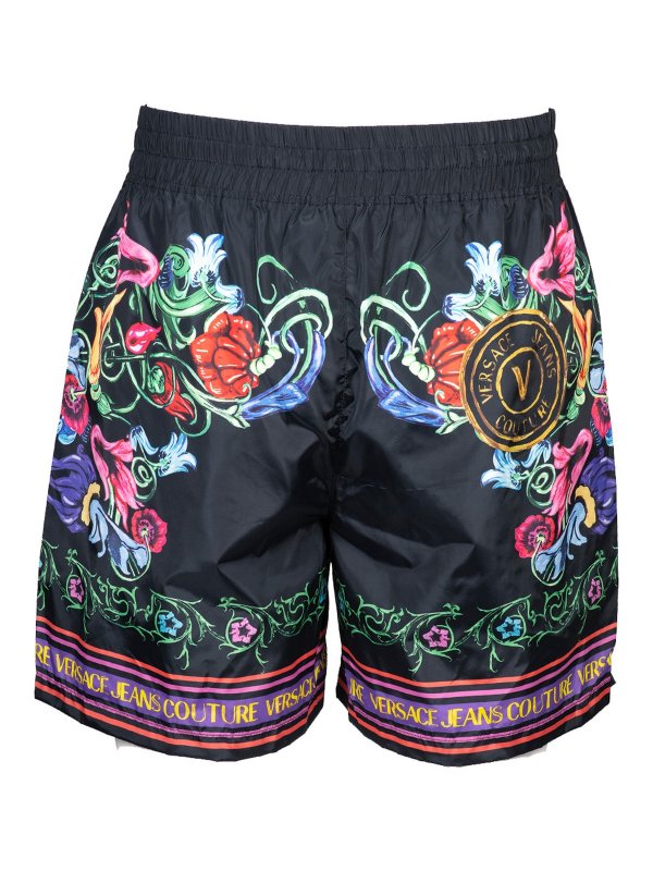 The Best Shops Versace Jeans Couture: Trousers Shorts - V emblem baroque short