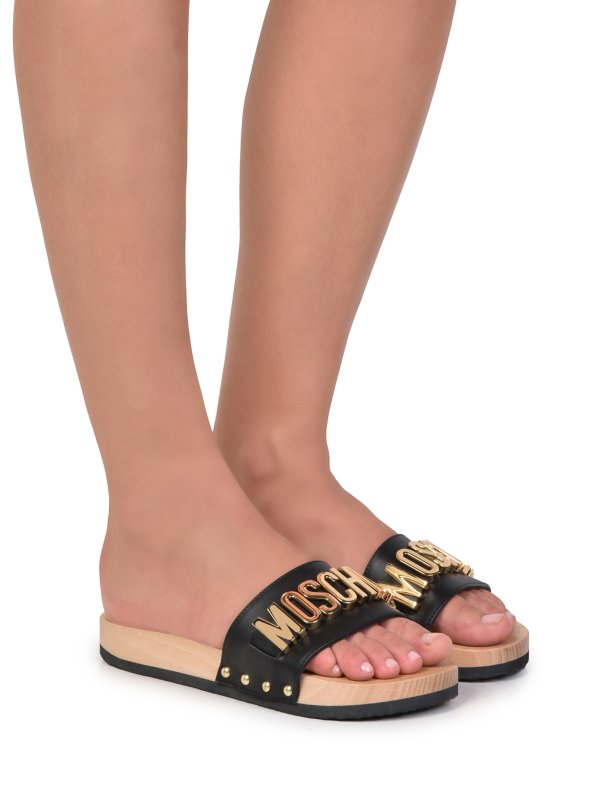 MOSCHINO: sandals online - Metallic letters sandals