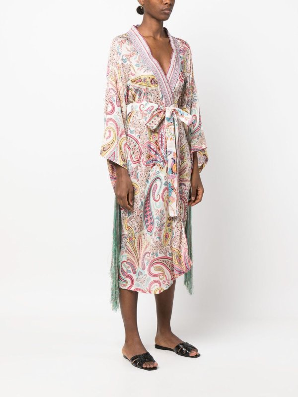 Kimono lungo in seta ricamata shop online: ANJUNA