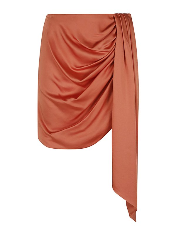 JONATHAN SIMKHAI: Knee length skirts & Midi - Mae draped satin mini skirt