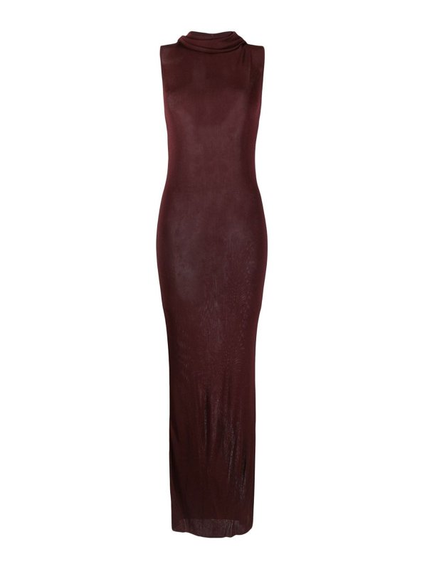 SAINT LAURENT: maxi dresses - Halter neck cotton blend long dress