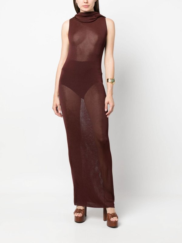 The Best Shops SAINT LAURENT: maxi dresses - Halter neck cotton blend long dress