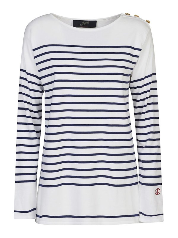 SEAFARER: Strickpullover mit Rundhalsausschnitt - Rundhalspullover - Blau