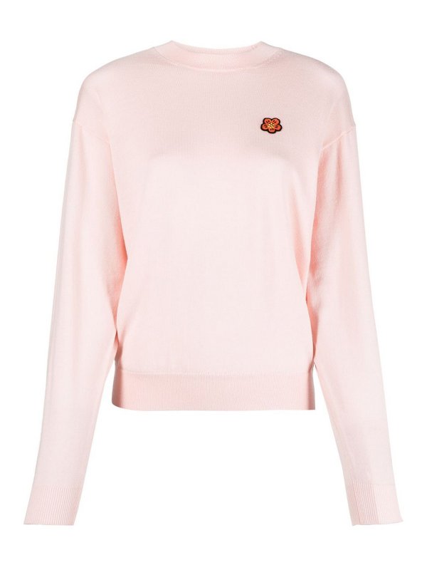 KENZO: maglia collo rotondo - Maglione in lana con stemma floreale Boke