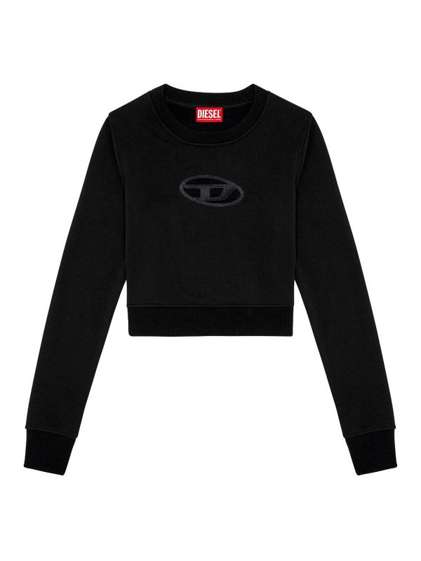 DIESEL: crew necks - Logo cropped cotton blend crewneck