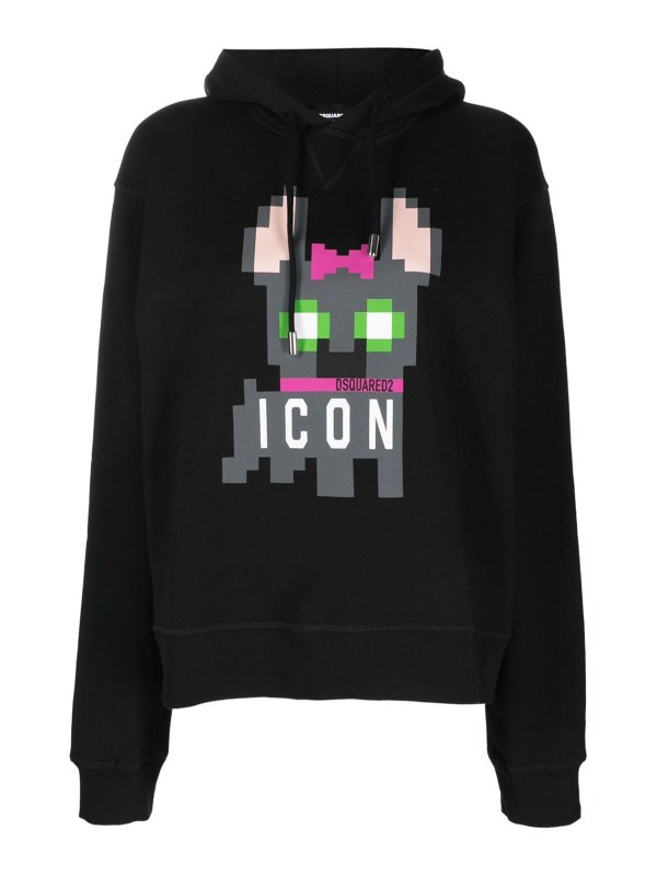DSQUARED2: Felpe e maglie - Icon felpa con cappuccio in cotone hilde