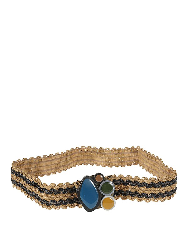 EXQUISITE J: belts - Striped raffia belt