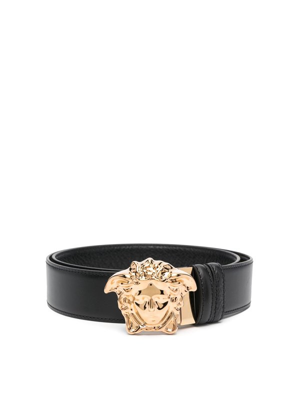 VERSACE: belts - Medusa reversible leather belt