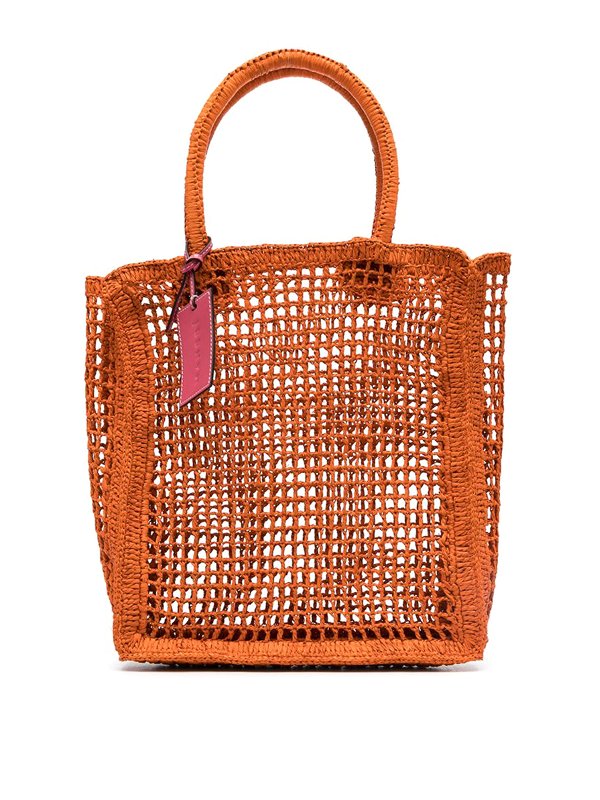 MANEBI: totes bags - Net raffia handbag