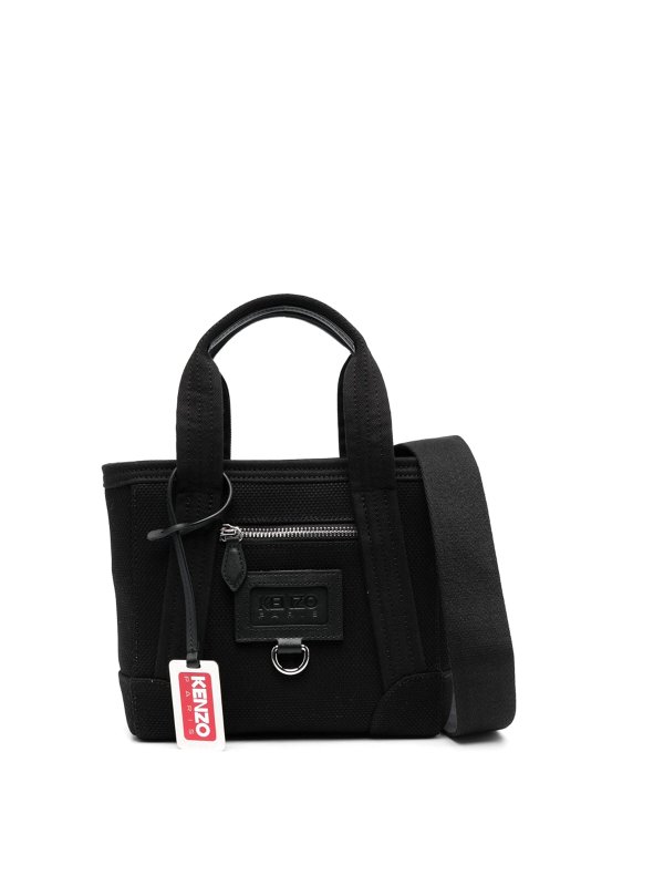 Kenzo Kenzo tag cotton mini tote bag - Black|FD62SA921F0199