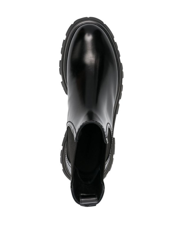 The Best Shops ALEXANDER MCQUEEN: ankle boots - Chelsea shiny leather ankle boots