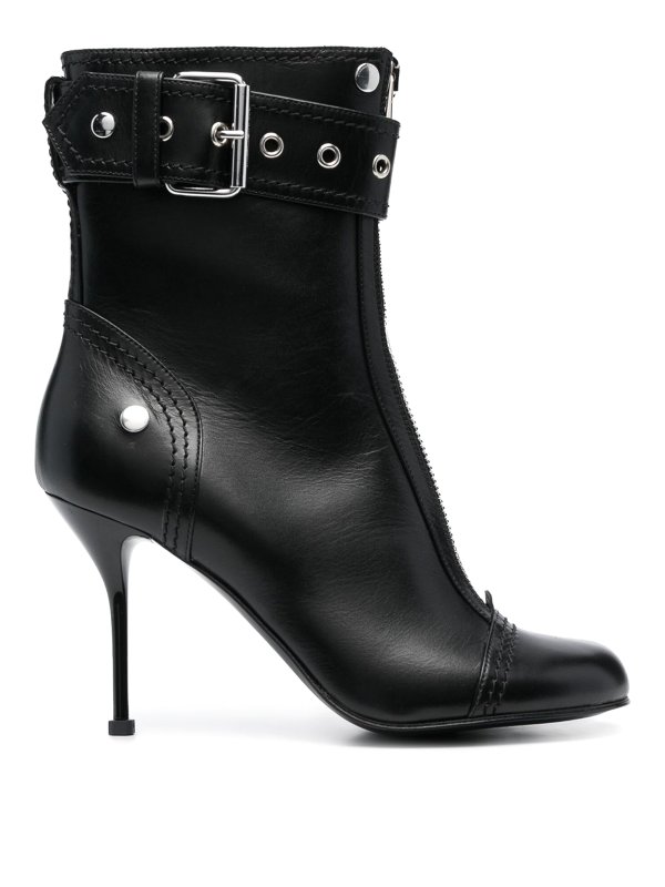 ALEXANDER MCQUEEN: ankle boots - Leather heel ankle boots