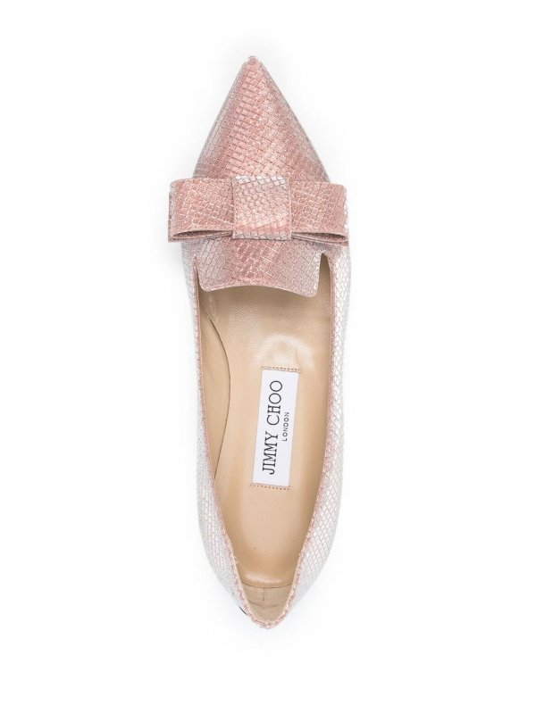 Jimmy Choo Gala pointed-toe leather ballet flats|GALATAIBALLETPINK