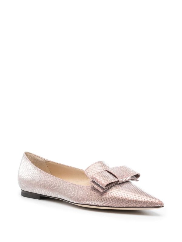 Jimmy Choo Gala pointed-toe leather ballet flats|GALATAIBALLETPINK
