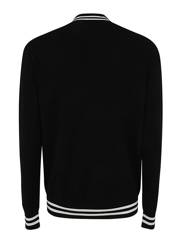 Balmain: cardigans online - Monogram jacquard wool cardigan