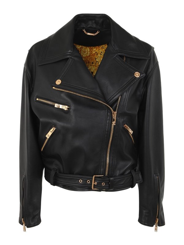 VERSACE: leather jacket - Jacket
