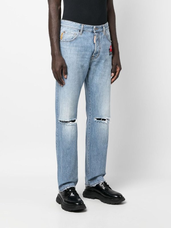 DSQUARED2: ストレートジーンズ online - ストレートジーンズ - ライトウォッシュ