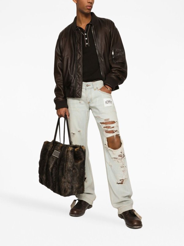 DOLCE & GABBANA buy online Chaqueta De Cuero - Marrón Oscuro