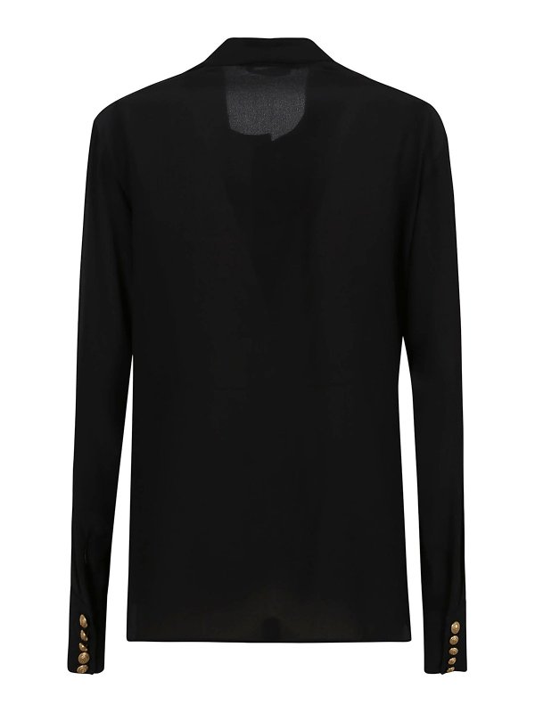 Balmain: shirts online - Pussy bow crepe de chine buttoned shirt