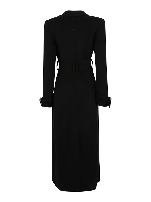 Balmain: short coats online - Belted double side wool long coat