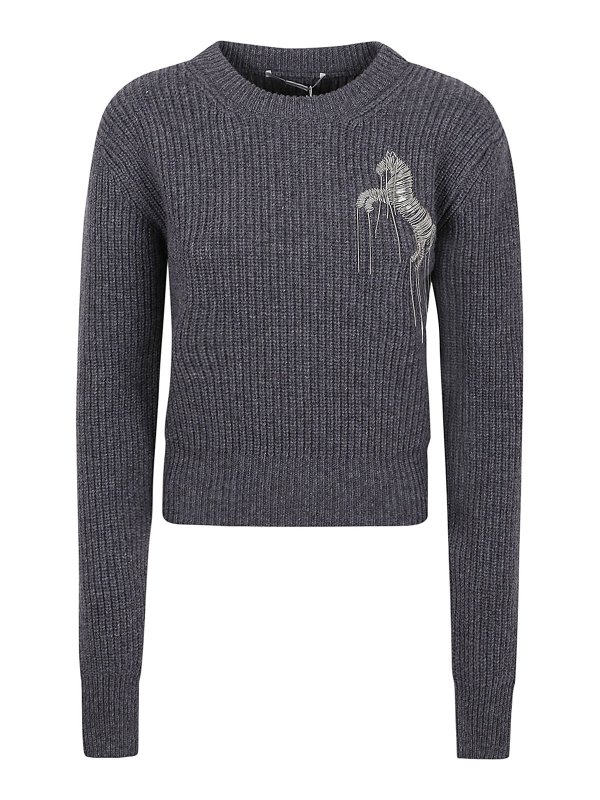 STELLA McCARTNEY: Strickpullover mit Rundhalsausschnitt - Rundhalspullover - Grau