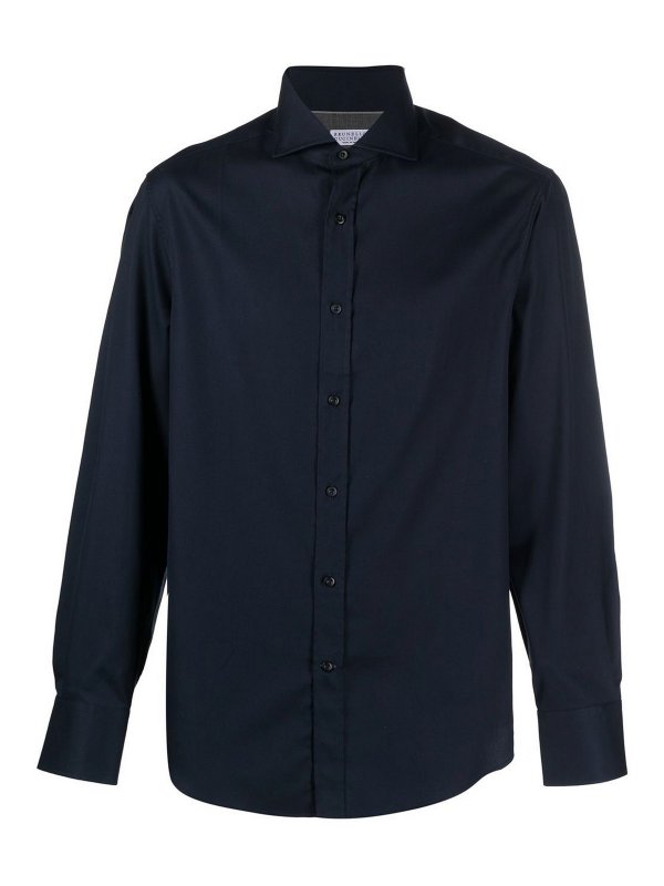 BRUNELLO CUCINELLI: シャツ - シャツ - ダークブルー