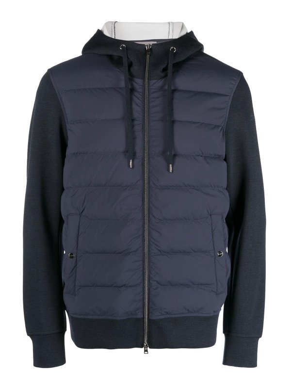 HERNO: casual jackets - Bimaterial bomber jacket