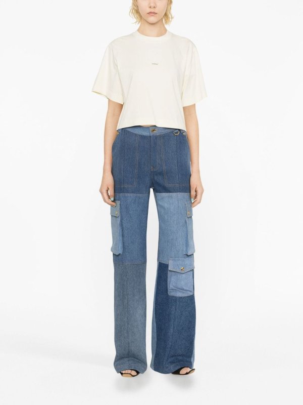 OFF-WHITE: t-shirts online - `small arrow pearls` cropped t-shirt