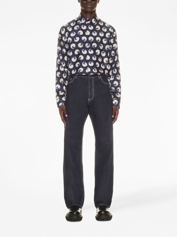 OFF-WHITE: bootcut jeans online - `off emb` loose jeans