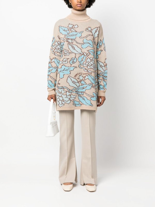 TWINSET: crew necks online - Maxi jacquard knitted sweater