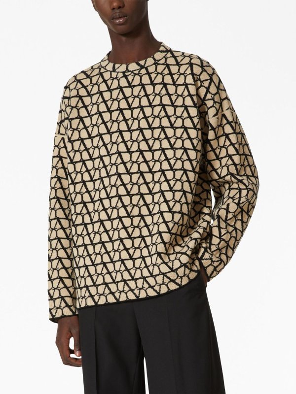 The Best Shops VALENTINO: Strickpullover mit Rundhalsausschnitt - Rundhalspullover - Beige