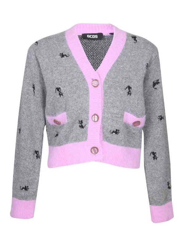 GCDS: Cardigans - Cardigan - Gris