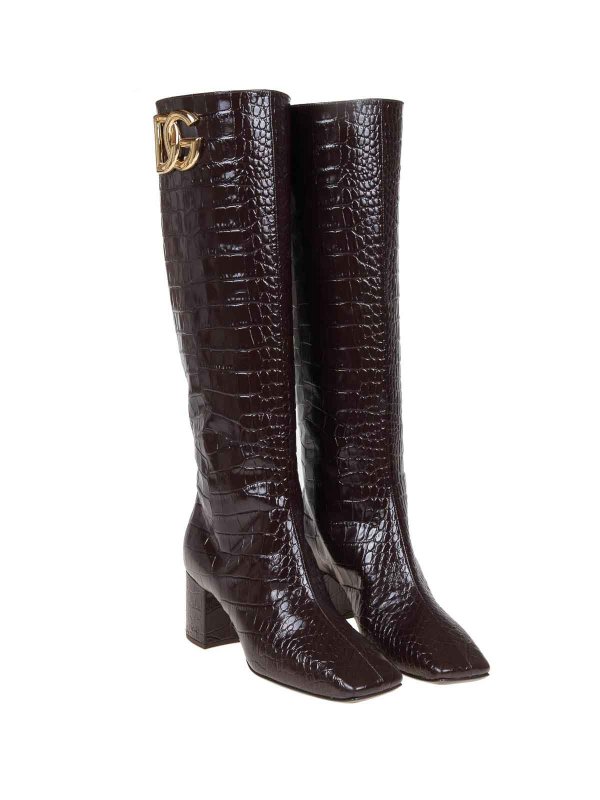 DOLCE & GABBANA: boots online - Dolce & gabbana crocodile print leather boot