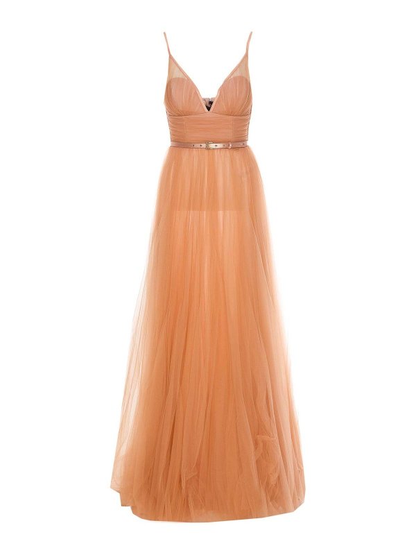 ELISABETTA FRANCHI: イブニングドレス - イブニングドレス - ベージュ