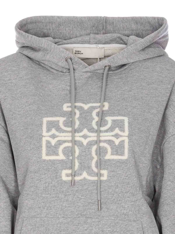 Logo hoodie shop online: TORY BURCH