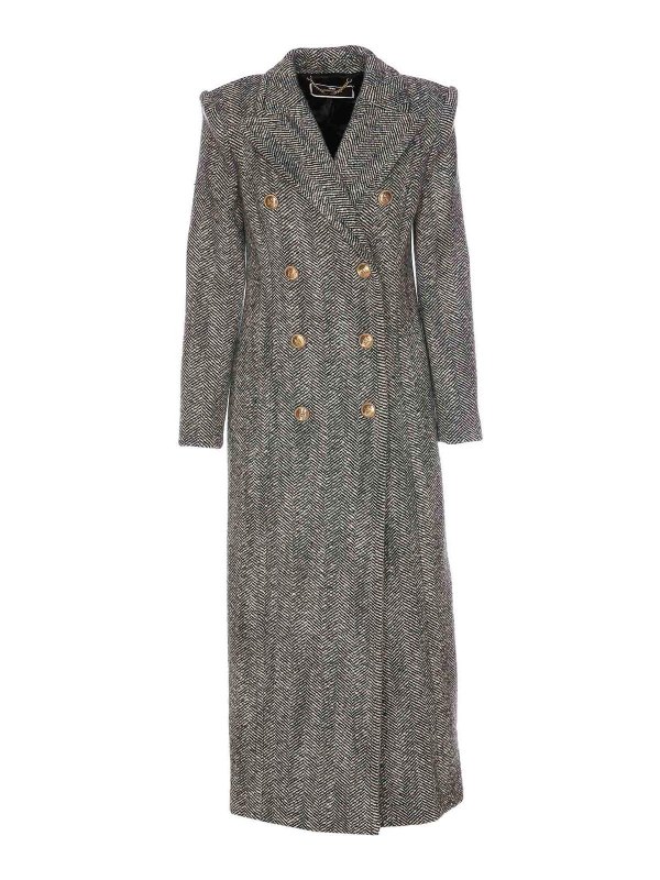 ELISABETTA FRANCHI: short coats - Boucle wool coat