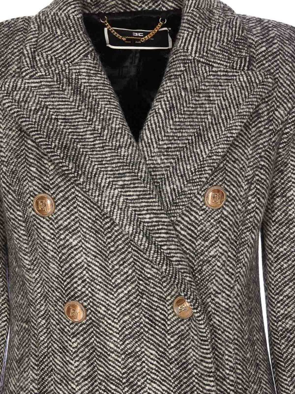 Boucle wool coat shop online: ELISABETTA FRANCHI