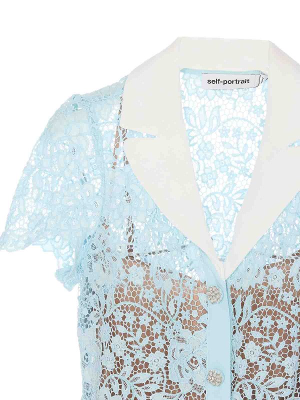 膝丈ドレス - ブルー shop online: Self Portrait