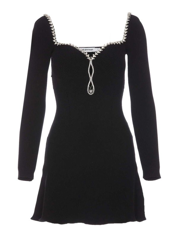 Self Portrait: short dresses - Knit diamante mini dress