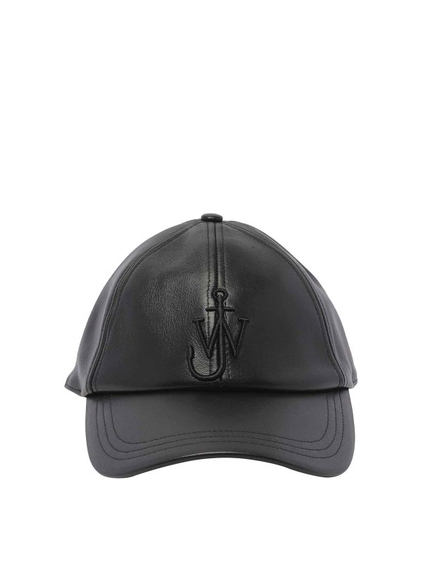 Hats And Caps J W Anderson Logo Leather Baseball Cap Ac0198la0277999