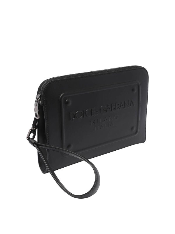 DOLCE & GABBANA: pochette online - Custodia nera con logo