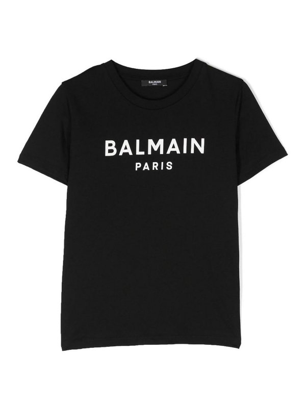 Balmain: t-shirts - Black cotton jersey boy balmain t-shirt