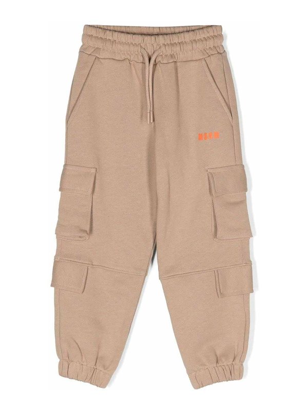 m.s.g.m.: Trousers Shorts online - Beige cotton boy msgm track pants
