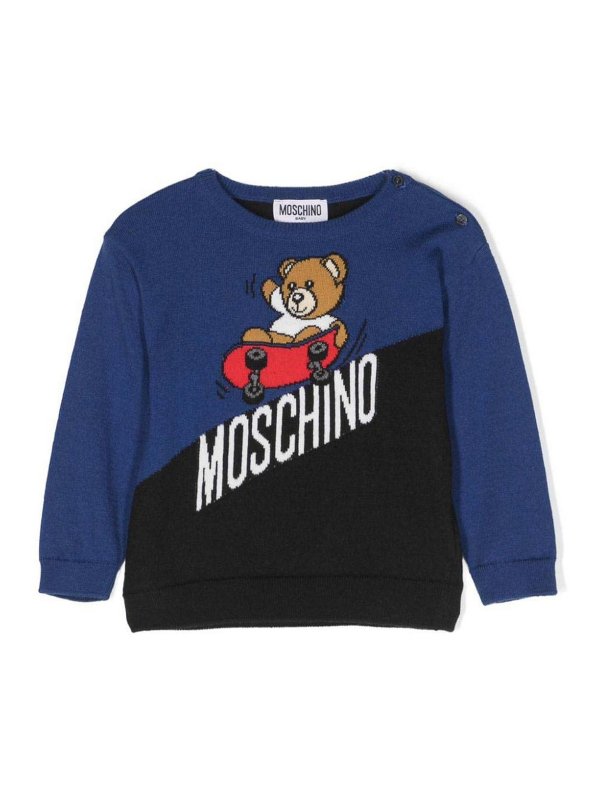 MOSCHINO: Strickpullover mit Rundhalsausschnitt - Rundhalspullover - Bunt