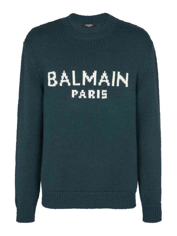 Balmain: Pull col rond - Pull Col Rond - Vert