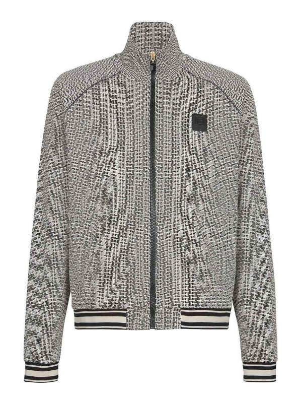 Balmain: casual jackets - Monogram-print jacket